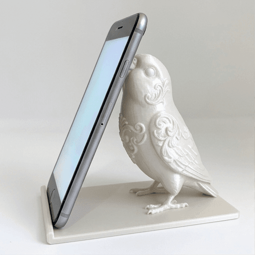 Lineolated Parakeet Renaissance Portrait Phone Stand (Pearl White)