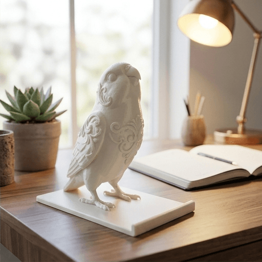 Lineolated Parakeet Renaissance Portrait Phone Stand (Pearl White) 2