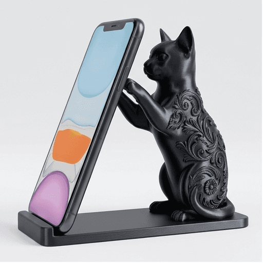 トンキニーズのルネサンス肖像画スマホスタンド(シルクブラック)