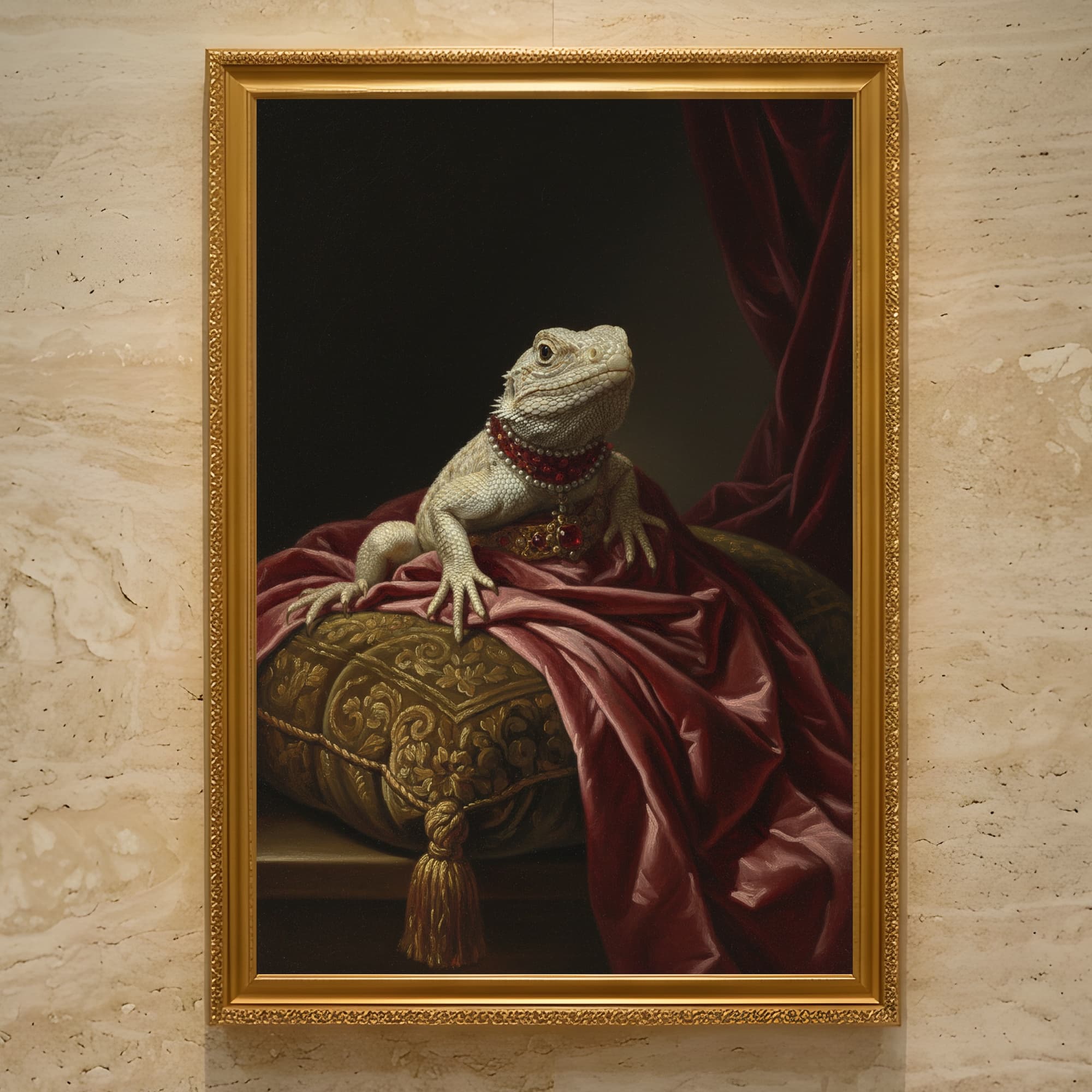 サバクイグアナのルネサンス肖像画額装プリント(A3サイズ)