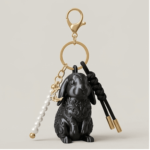 American Fuzzy Lop Renaissance Portrait Keychain (Silky Black)