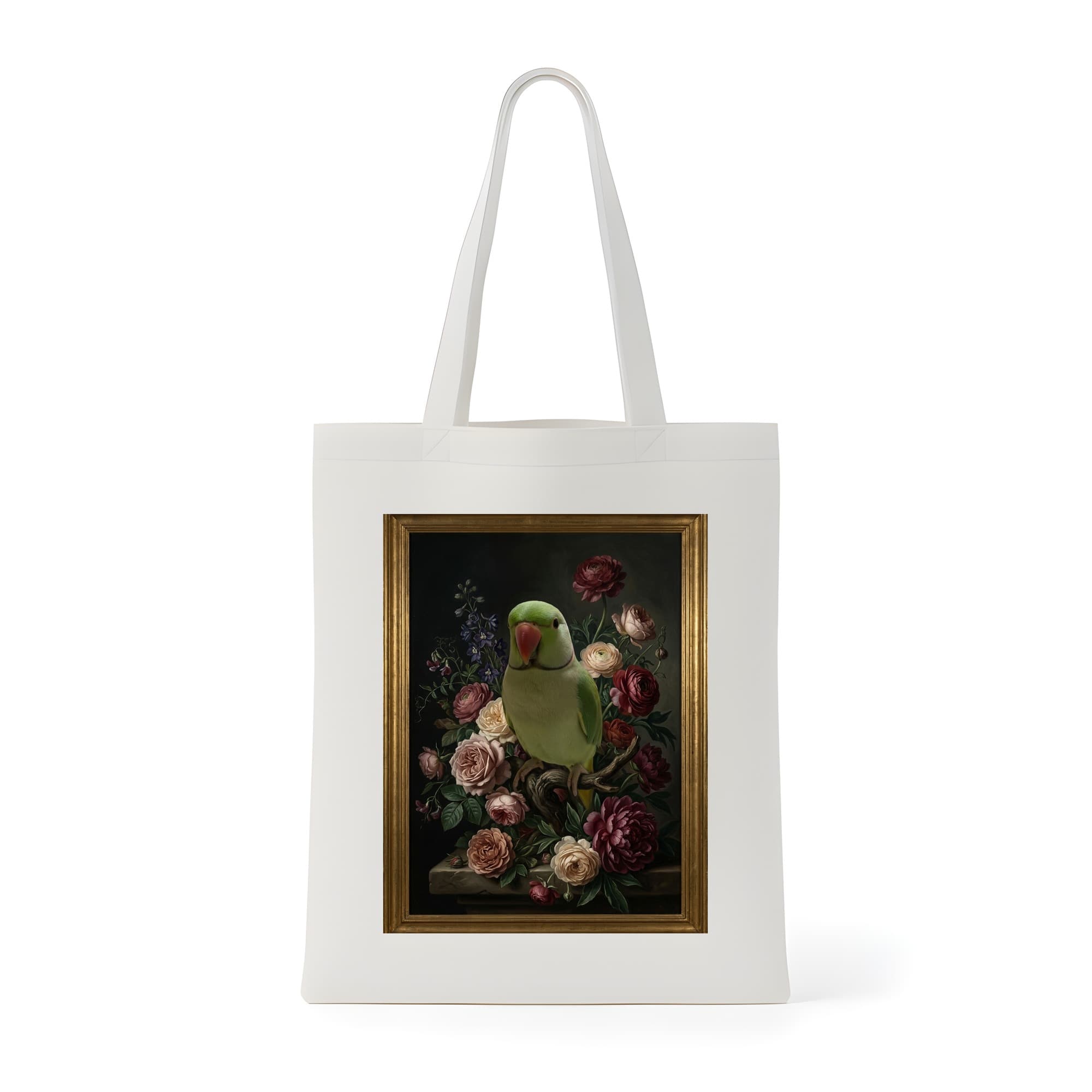 インドオオハナインコの花の油絵風アート花柄トートバッグ