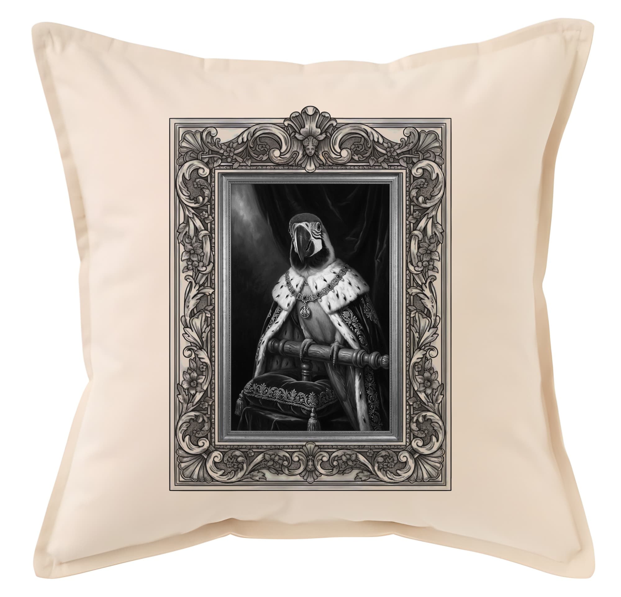 Blue-and-yellow Macaw Renaissance Portrait Throw Cushion (Framed Design)