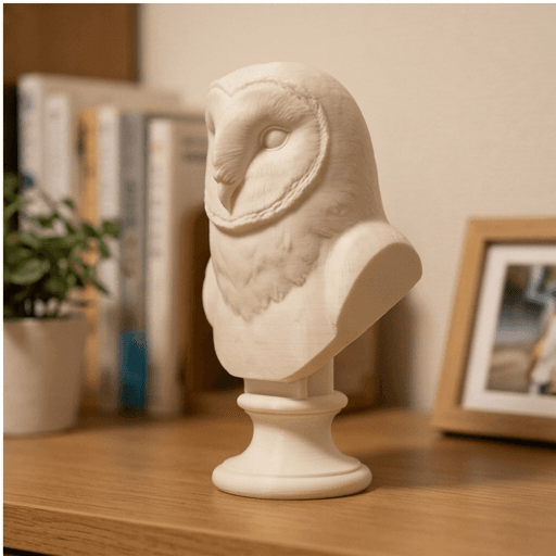Barn owl Renaissance Portrait Bust Sculpture
