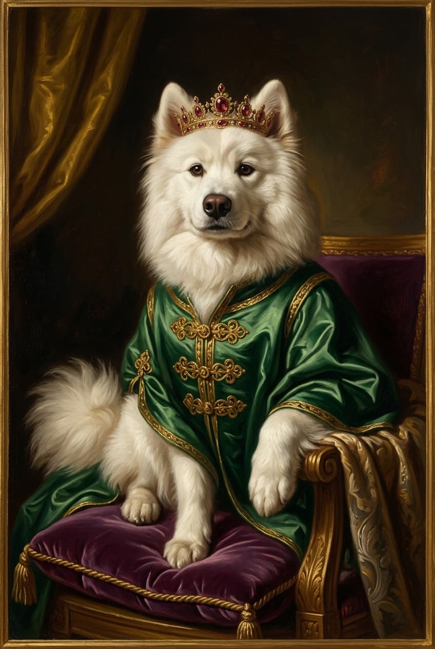 サモエドのルネサンス肖像画額装プリント(A4サイズ) 4