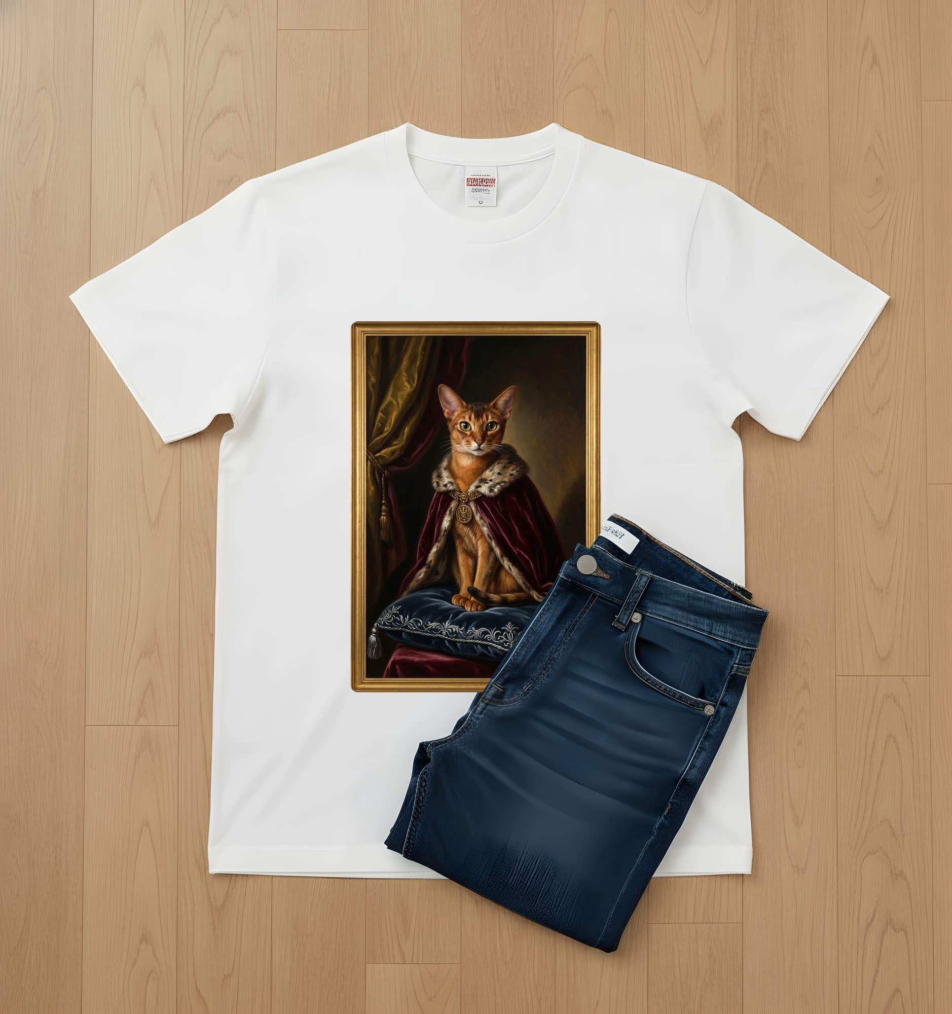 Abyssinian Renaissance Portrait T-Shirt (White, Color Print, No Frame) 2