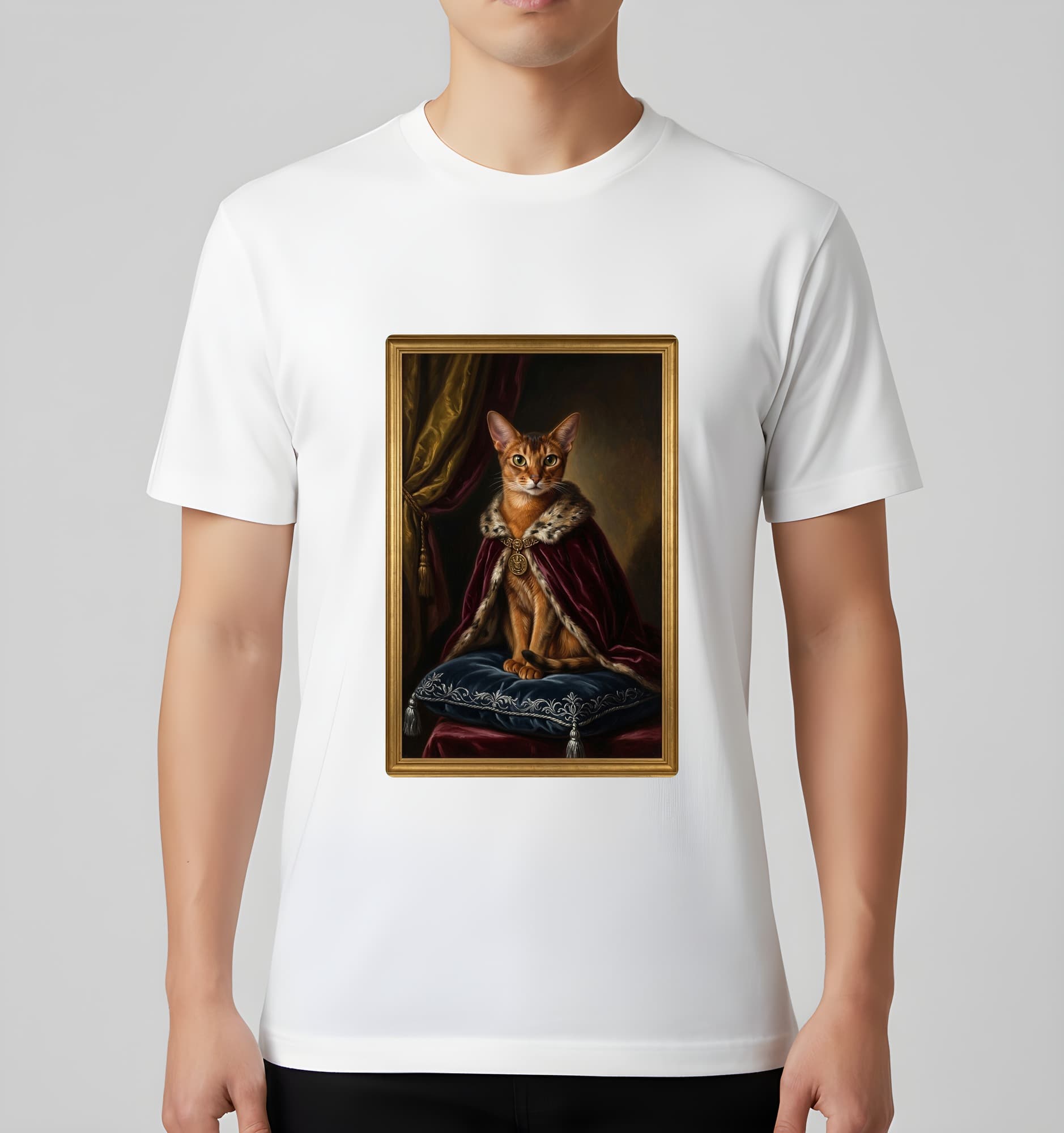 Abyssinian Renaissance Portrait T-Shirt (White, Color Print, No Frame) 3