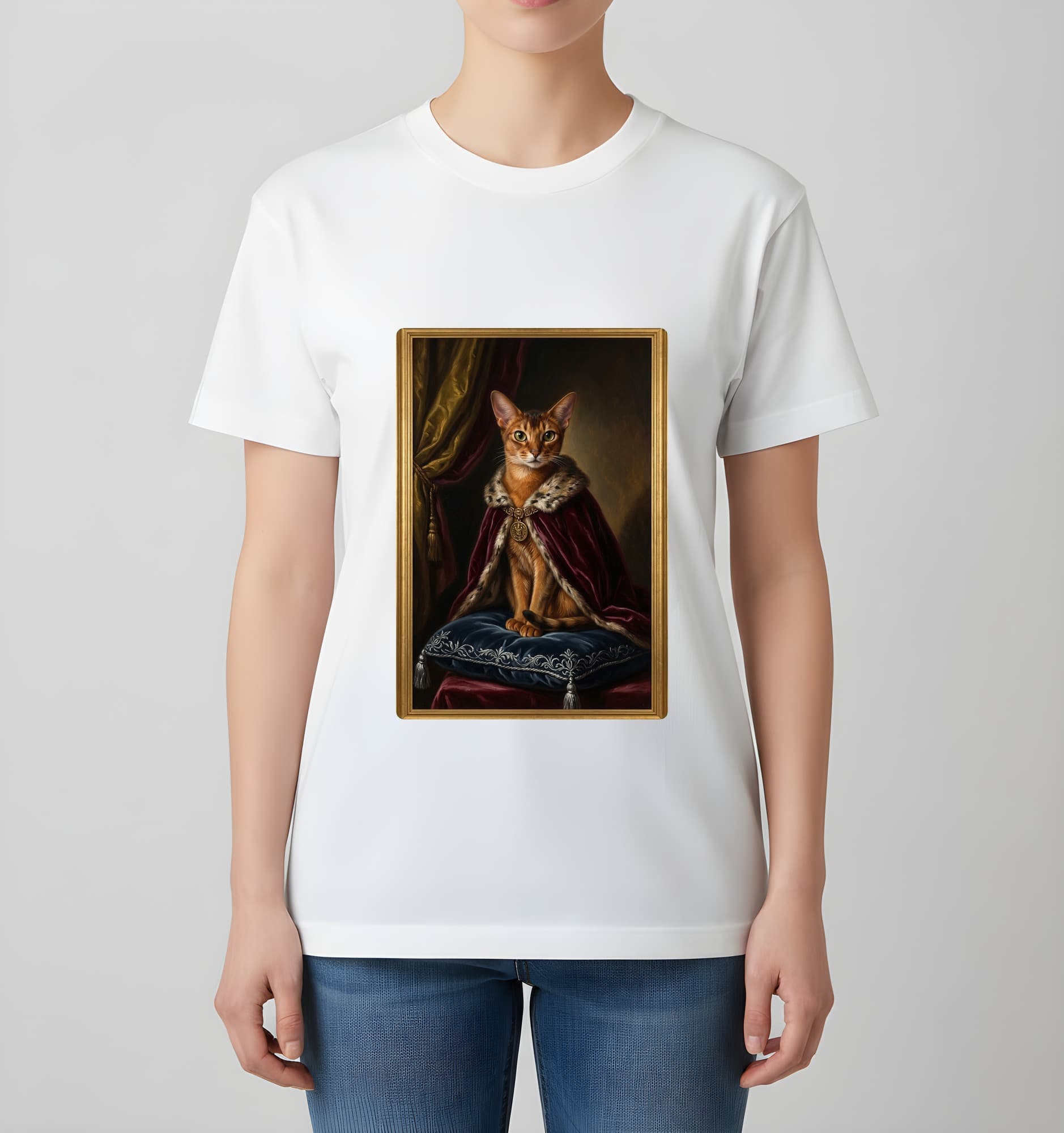 Abyssinian Renaissance Portrait T-Shirt (White, Color Print, No Frame) 4