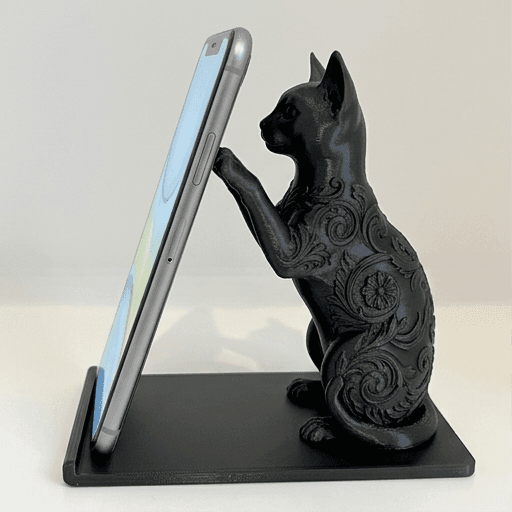 アビシニアンのルネサンス肖像画スマホスタンド(シルクブラック)