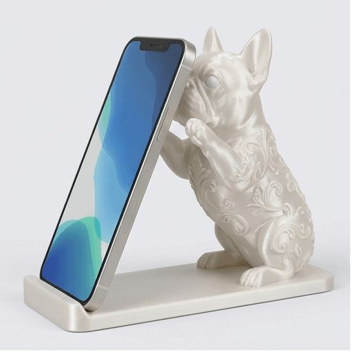 フレンチブルドッグのルネサンス肖像画スマホスタンド(シルクホワイト)