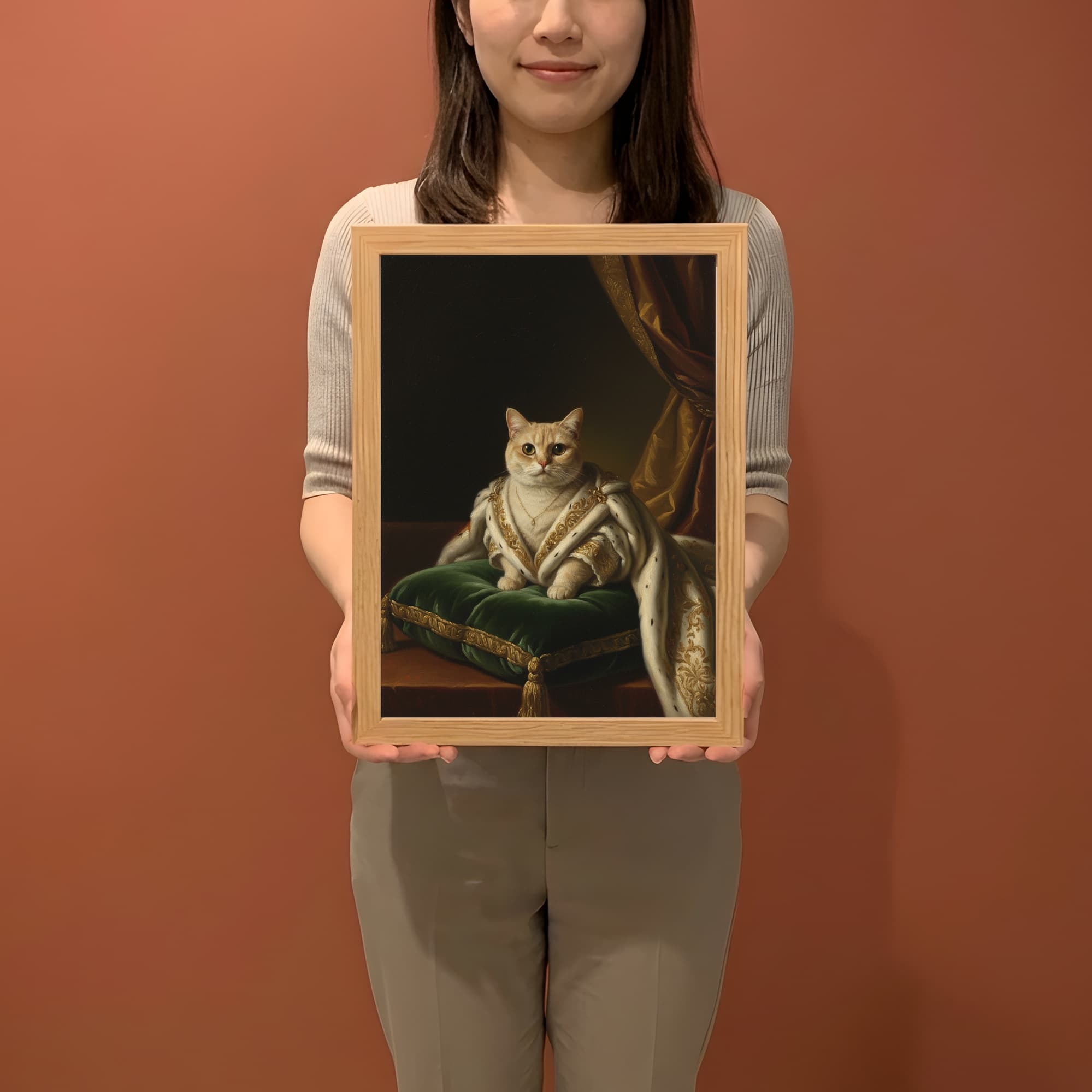 マンチカンのルネサンス肖像画額装プリント(A4サイズ) 2