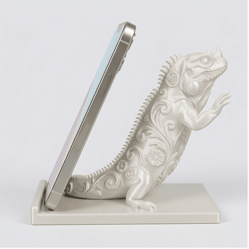 サイイグアナのルネサンス肖像画スマホスタンド(シルクホワイト)