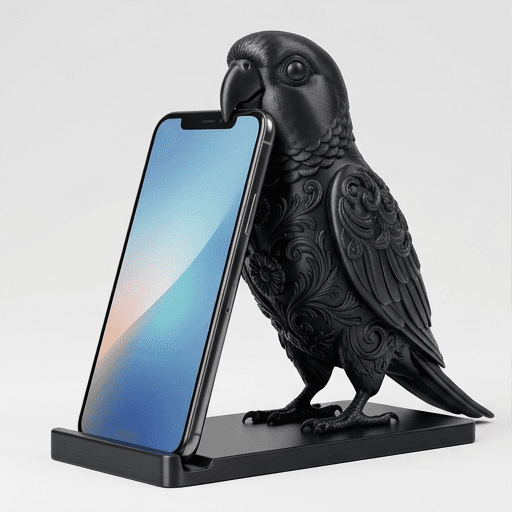 ウロコインコのルネサンス肖像画スマホスタンド(シルクブラック)