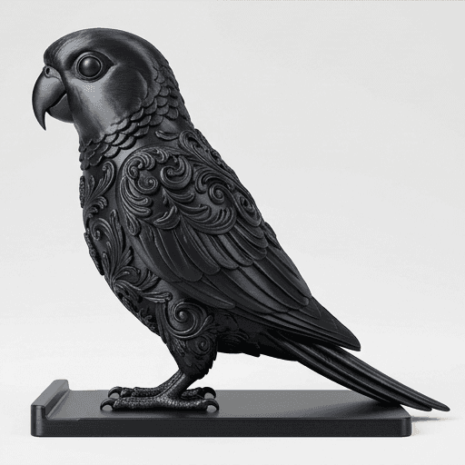 ウロコインコのルネサンス肖像画スマホスタンド(シルクブラック) 4