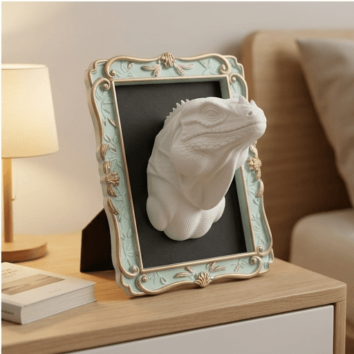 Rhinoceros Iguana Renaissance Portrait Wall Relief