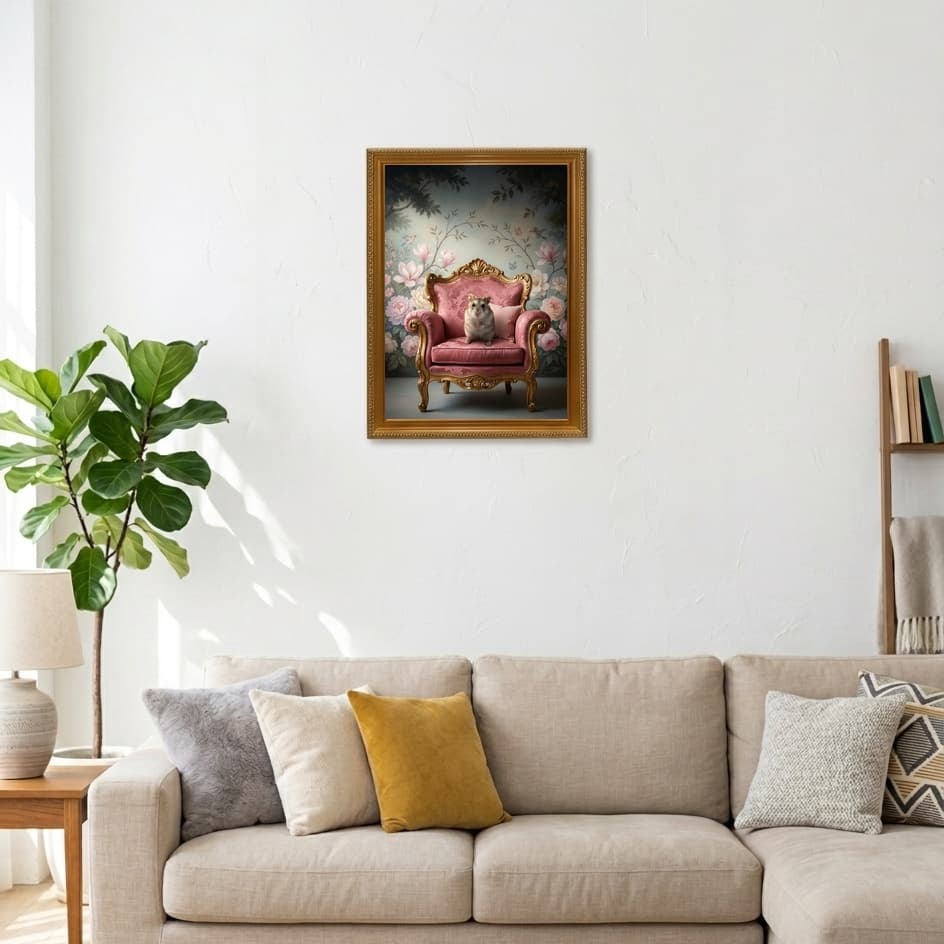Djungarian hamster Shabby Pink Oil-Painting Rococo Framed Art Print (A3) 3