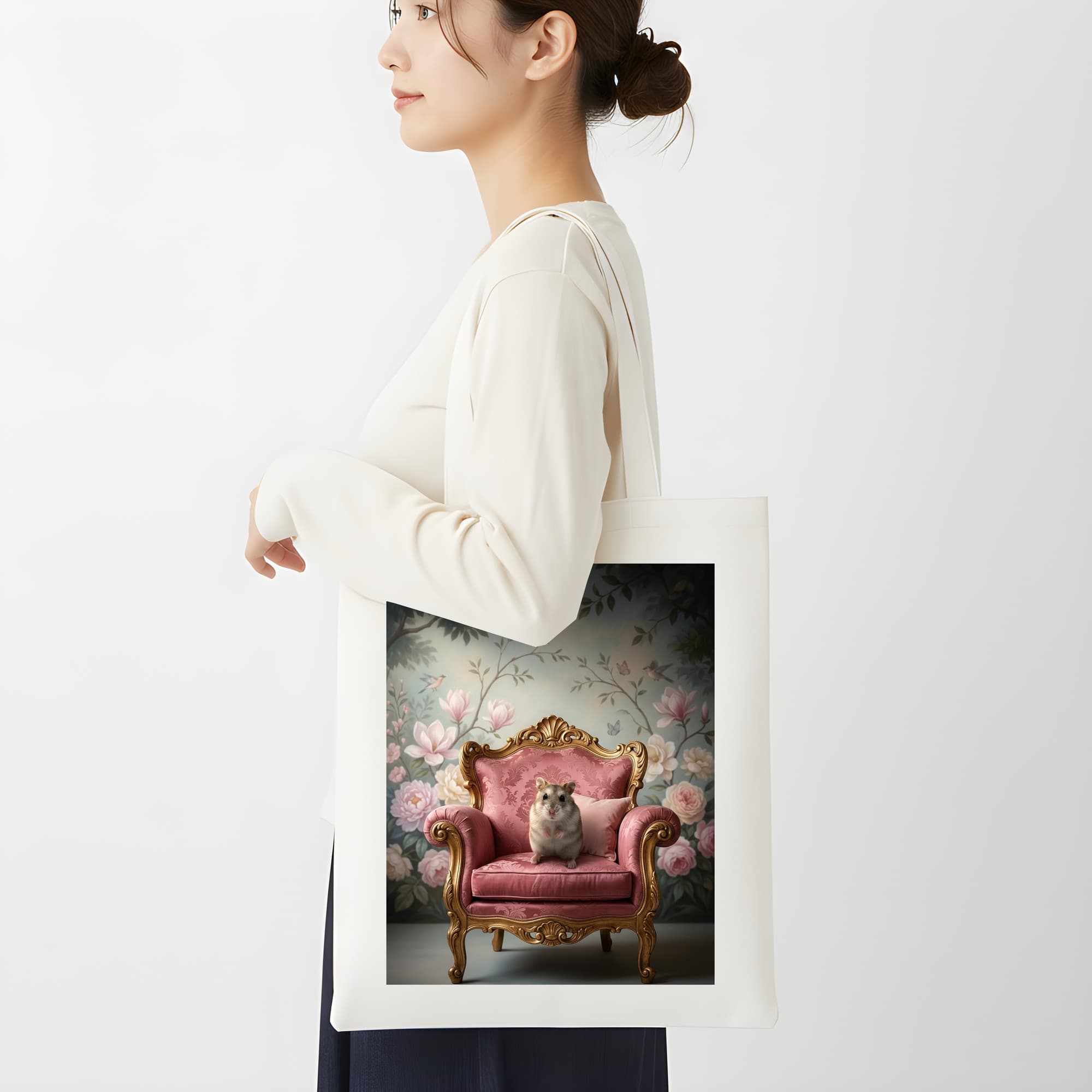 Djungarian hamster Shabby Pink Oil-Painting Rococo Tote Bag 2