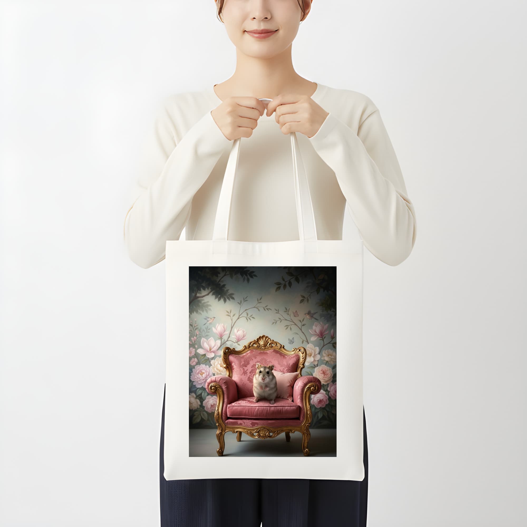 Djungarian hamster Shabby Pink Oil-Painting Rococo Tote Bag 3