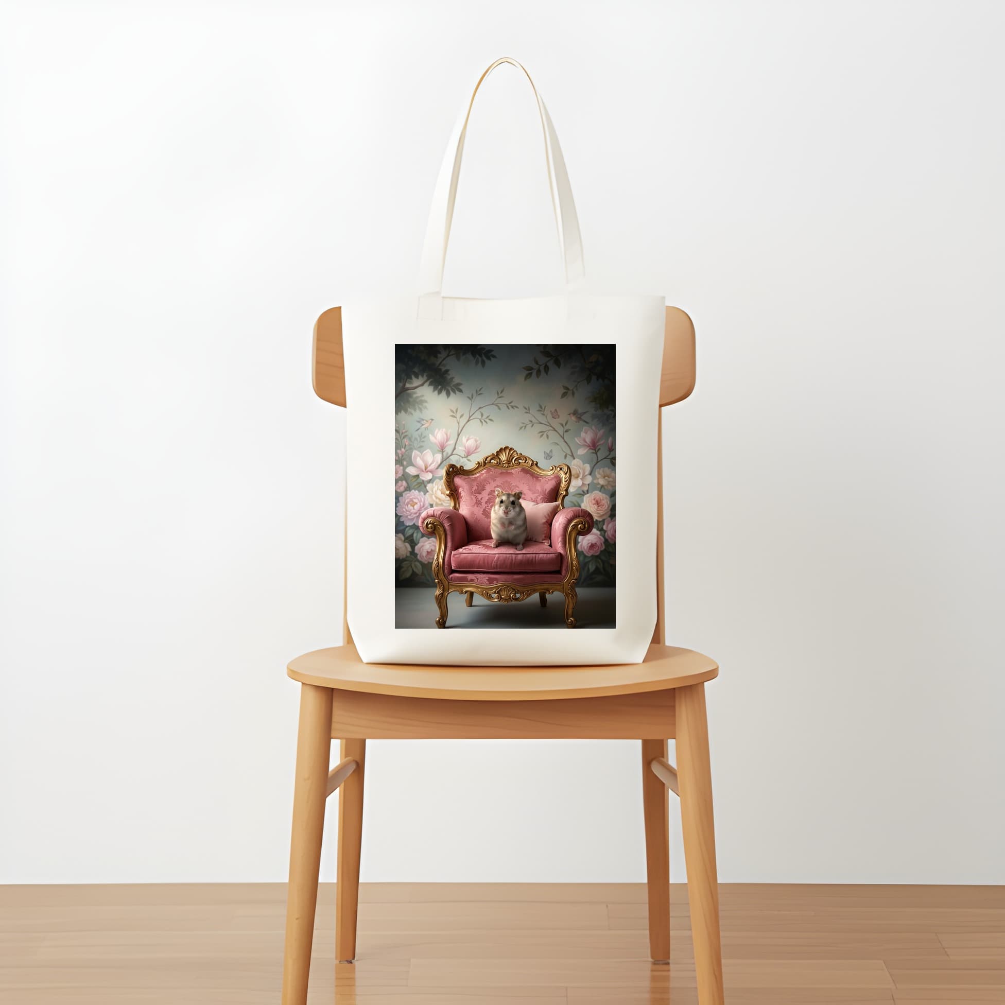 Djungarian hamster Shabby Pink Oil-Painting Rococo Tote Bag 5