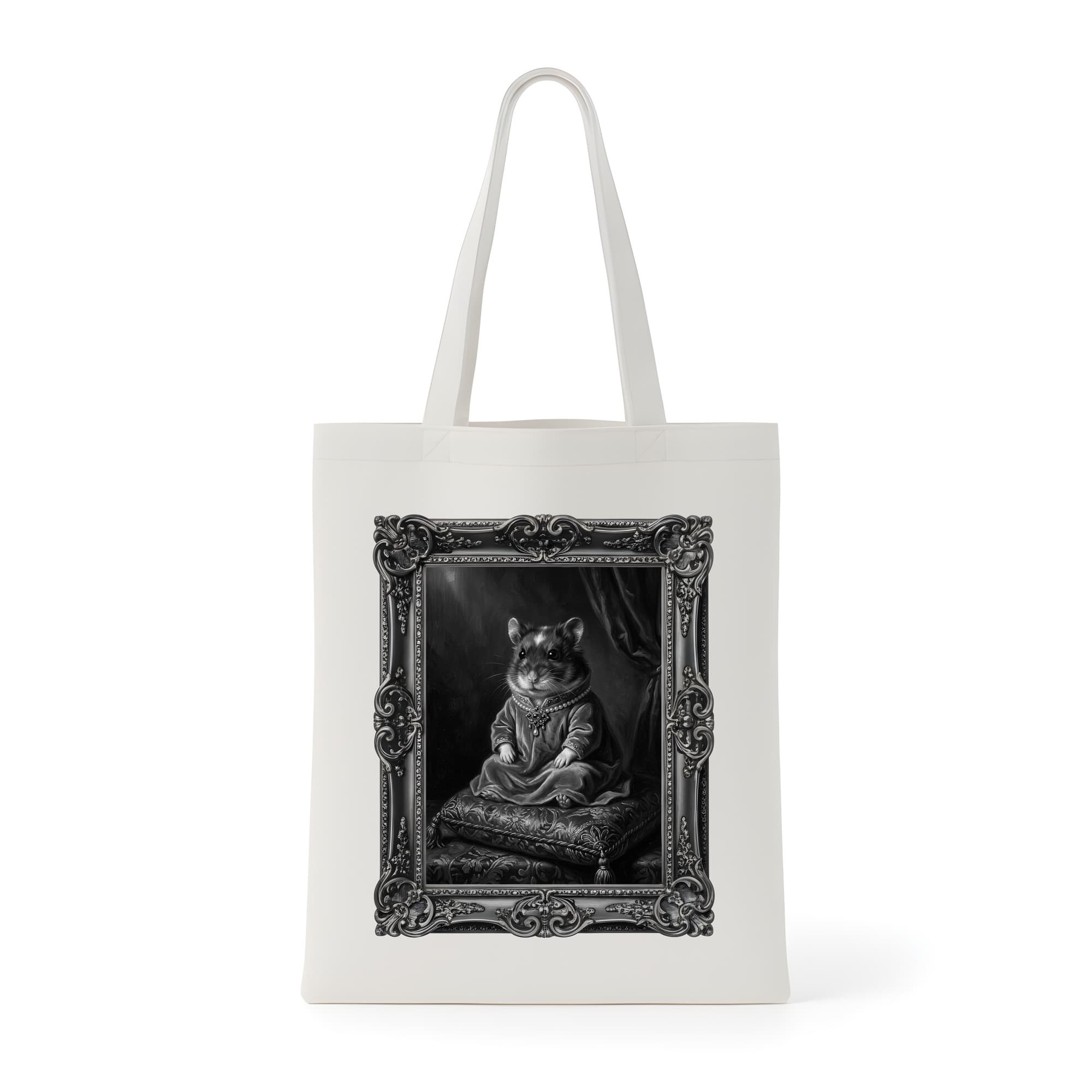 Panda hamster Renaissance Portrait Tote Bag (Monochrome Print, Framed Design)