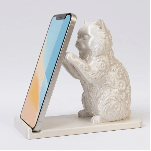 Chinchilla Persian Renaissance Portrait Phone Stand (Pearl White)