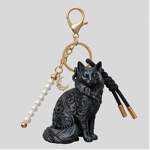 Balinese Renaissance Portrait Keychain (Silky Black)