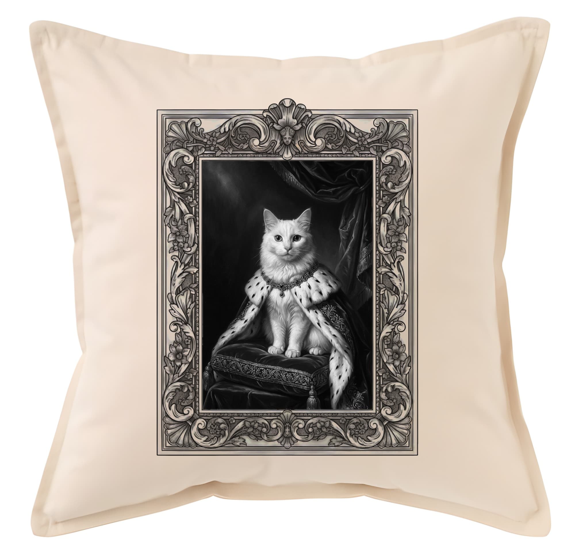 Turkish Angora Renaissance Portrait Throw Cushion (Framed Design)