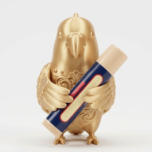 Peach-faced Lovebird Renaissance Portrait Lip Balm Case (Silky Gold)