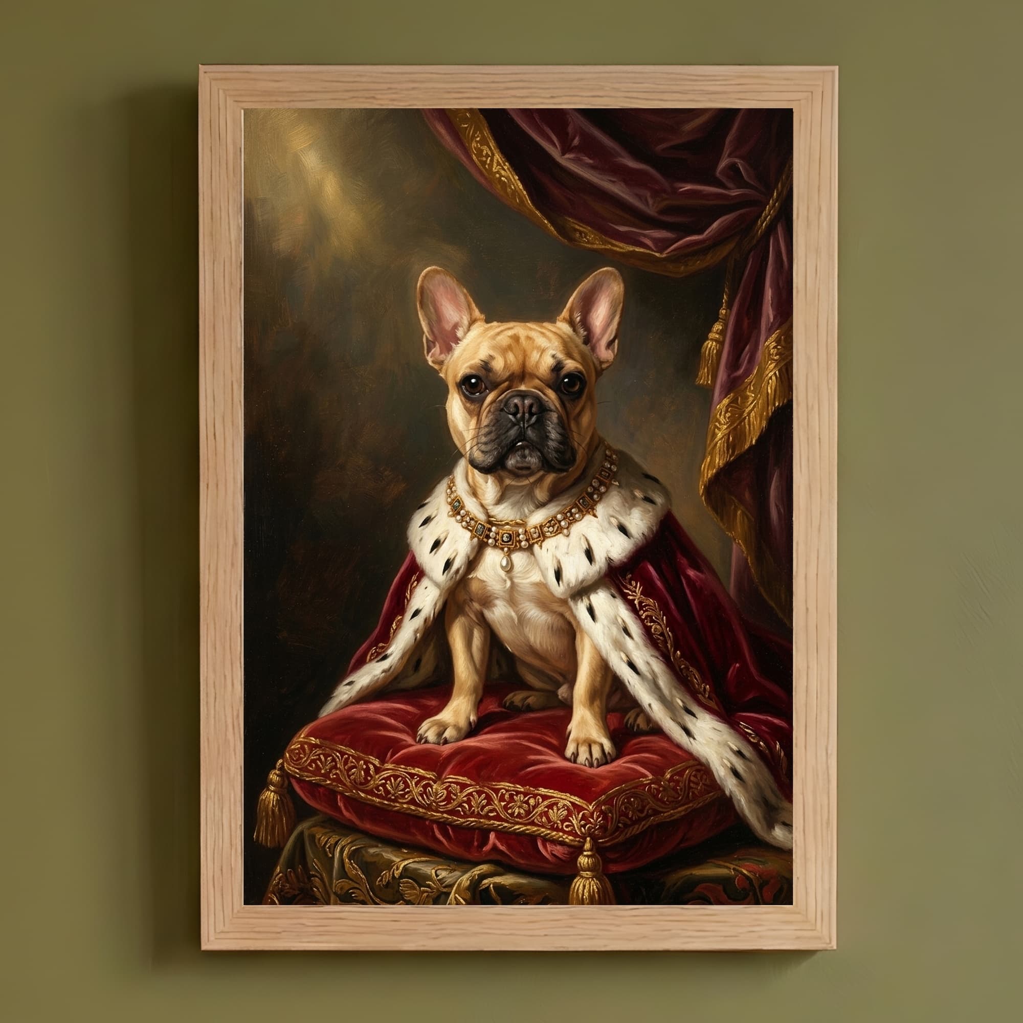 French bulldog Renaissance Portrait Framed Art Print (A4)