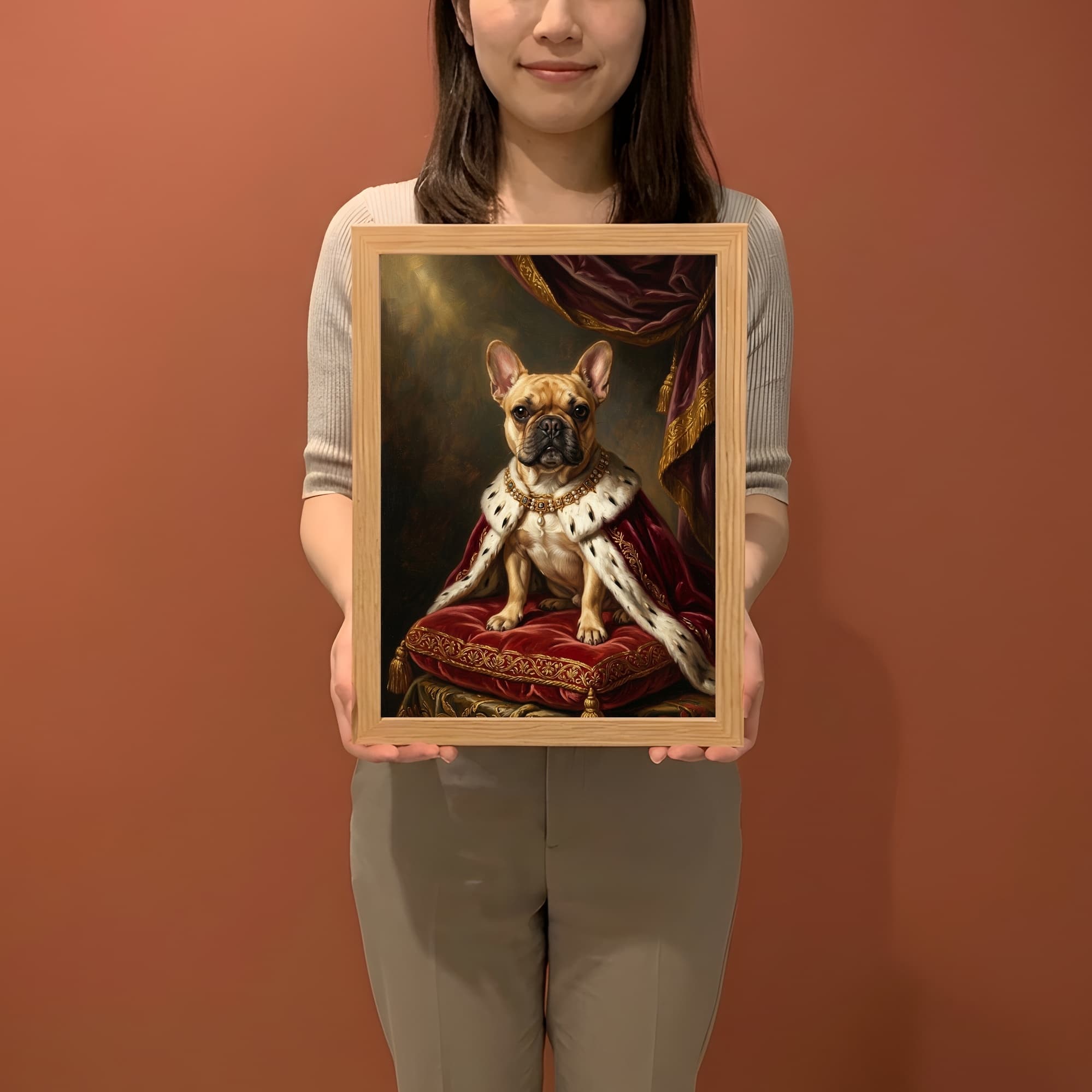 French bulldog Renaissance Portrait Framed Art Print (A4) 2
