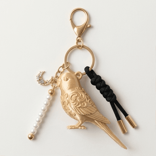 Bourke's Parakeet Renaissance Portrait Keychain (Silky Gold)