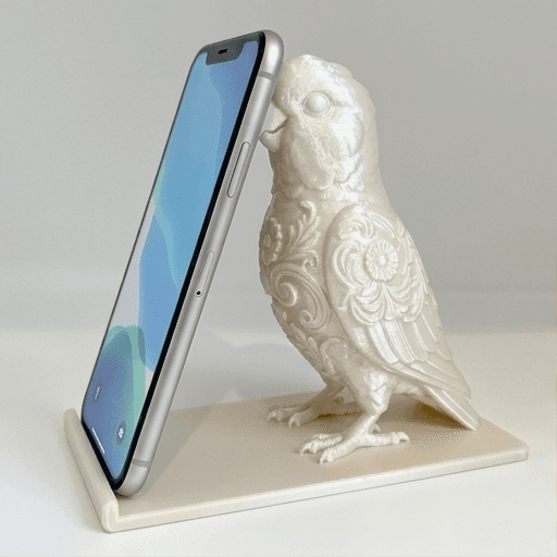 モモイロインコのルネサンス肖像画スマホスタンド(シルクホワイト)