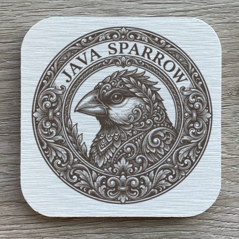 文鳥・ブンチョウのルネサンス肖像画コースターセット