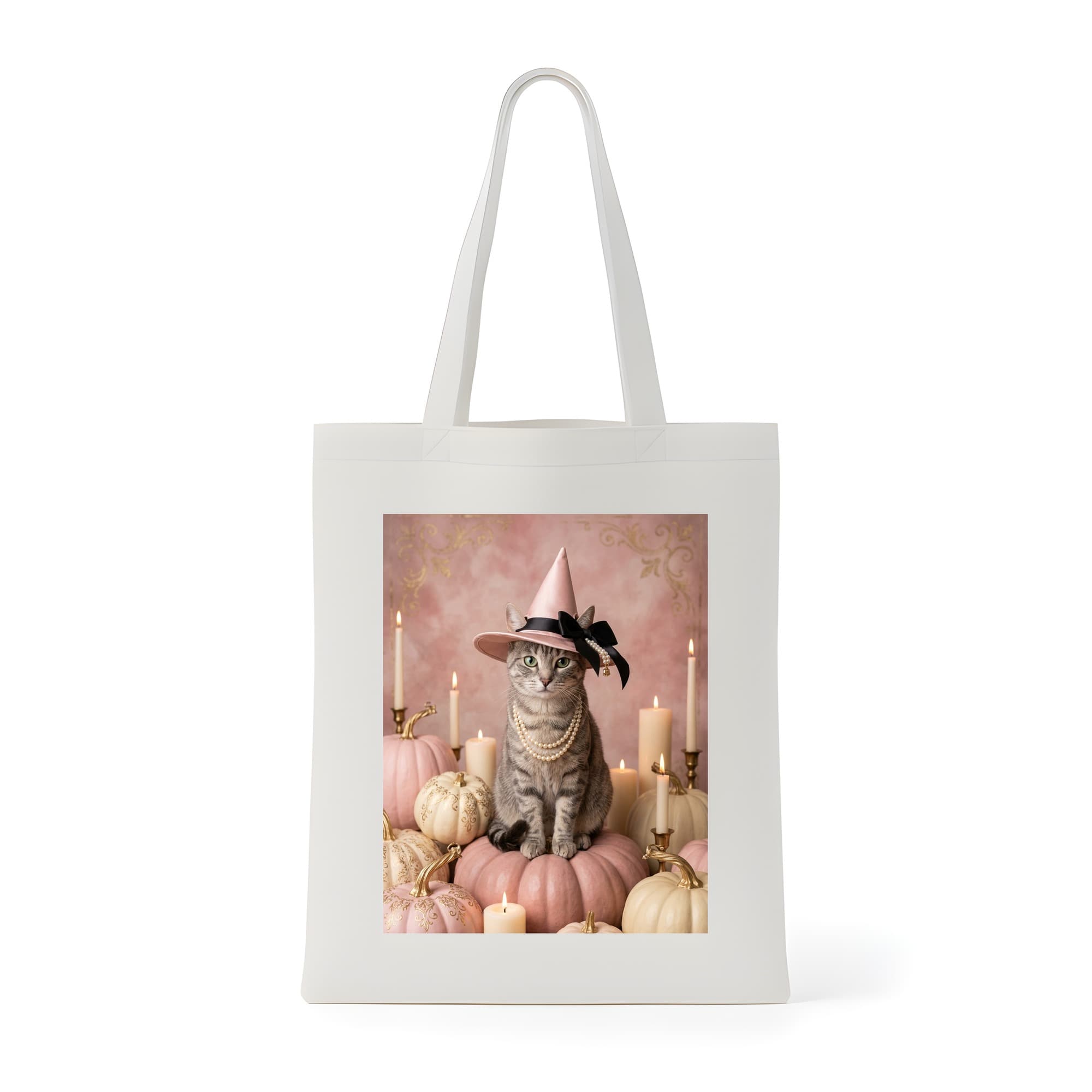 American Shorthair Pumpkin & Candlelight Oil-Painting Halloween Tote Bag