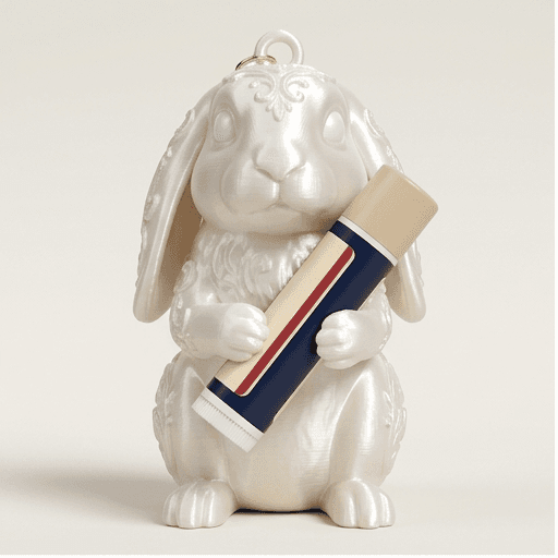 French Lop Renaissance Portrait Lip Balm Case (Pearl White)