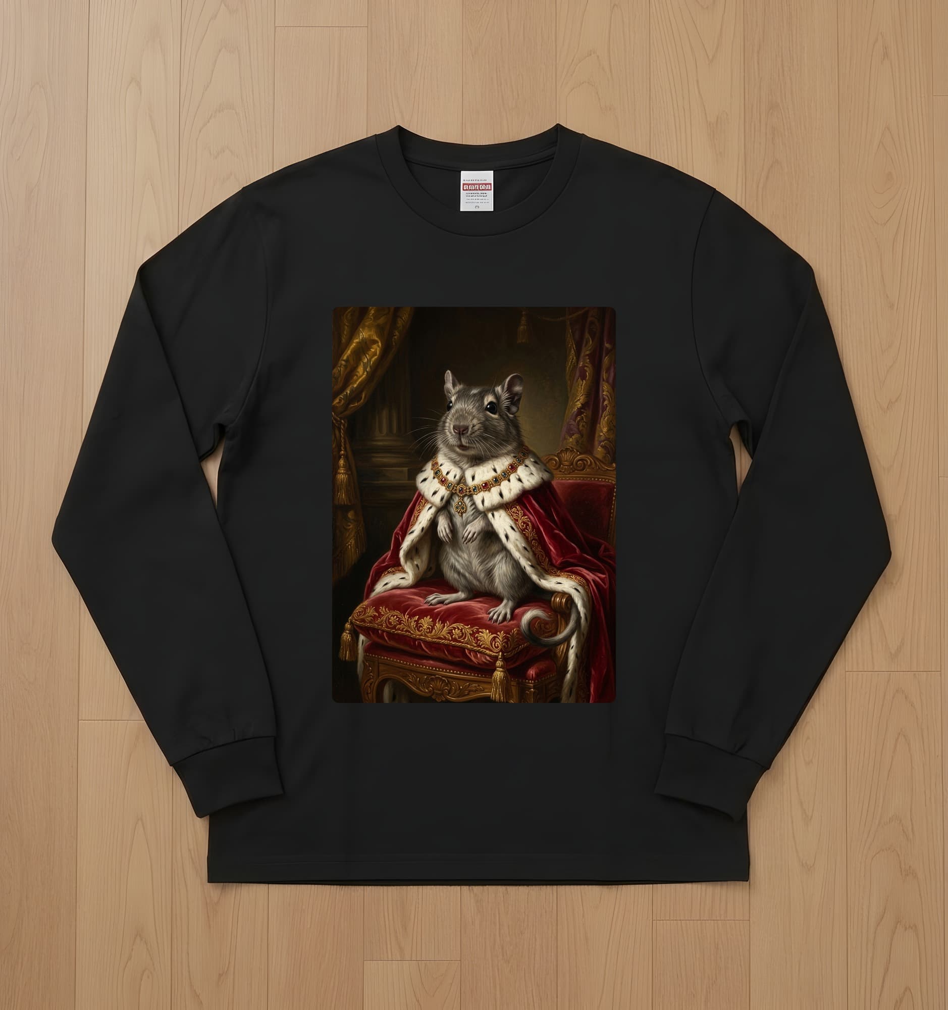 Degu Renaissance Portrait Long Sleeve T-Shirt (Black)