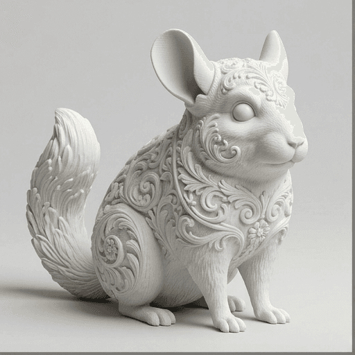 Chinchilla Renaissance Portrait Full-Body Statue (Matte White)