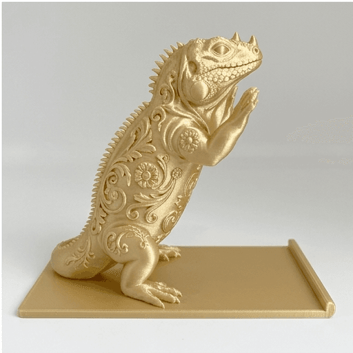 サイイグアナのルネサンス肖像画スマホスタンド(シルクゴールド) 4