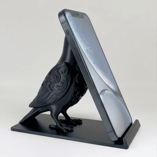 ジュズカケバトのルネサンス肖像画スマホスタンド(シルクブラック)
