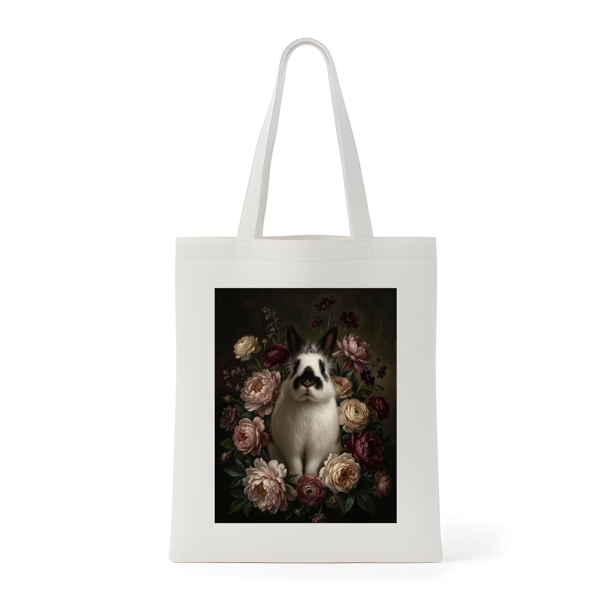 Himalayan rabbit Floral Oil-Painting Floral Tote Bag