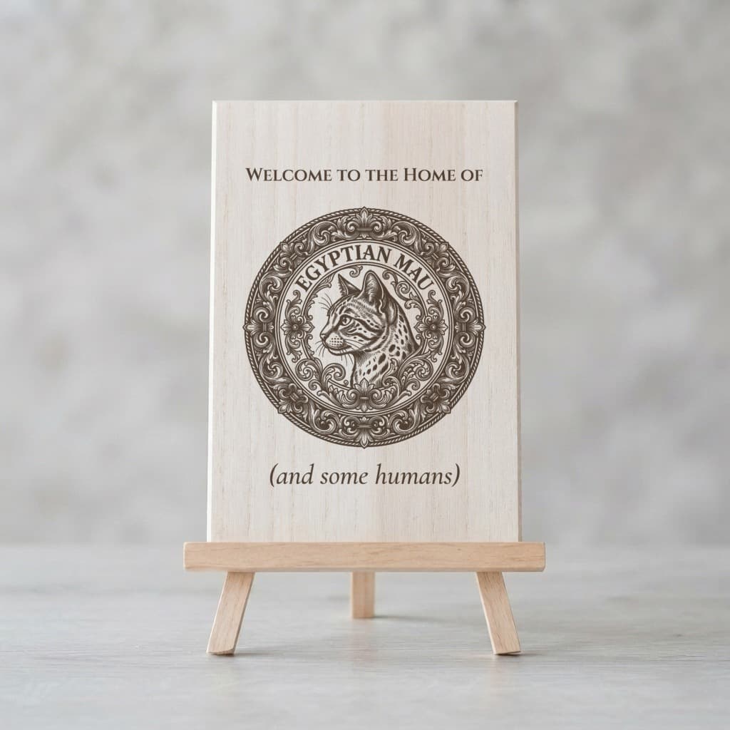 Egyptian Mau Renaissance Portrait Wooden Welcome Board