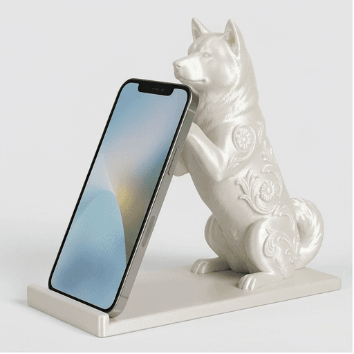 Akita Inu Renaissance Portrait Phone Stand (Pearl White)