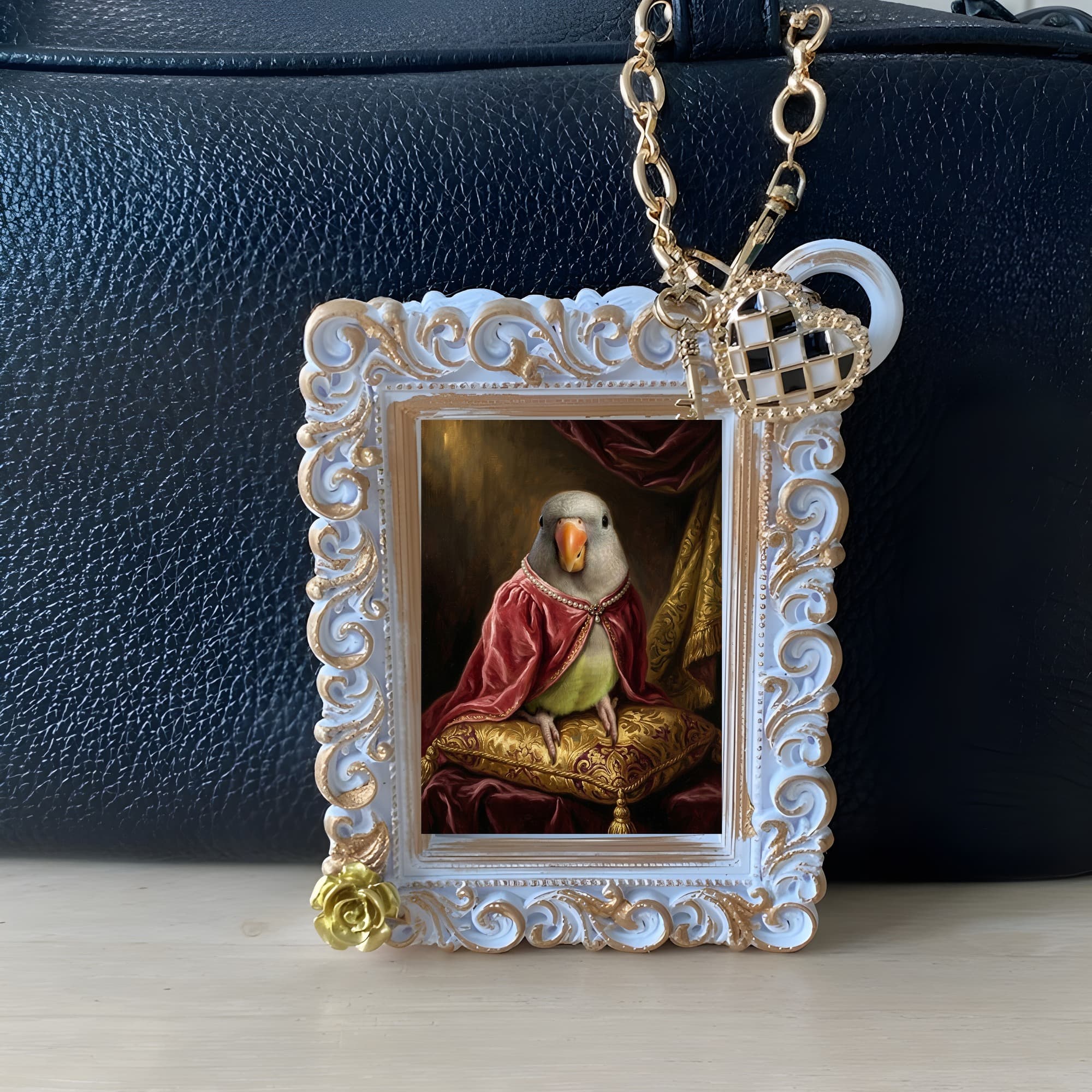 オキナインコのルネサンス肖像画バッグチャーム(ホワイト) 3