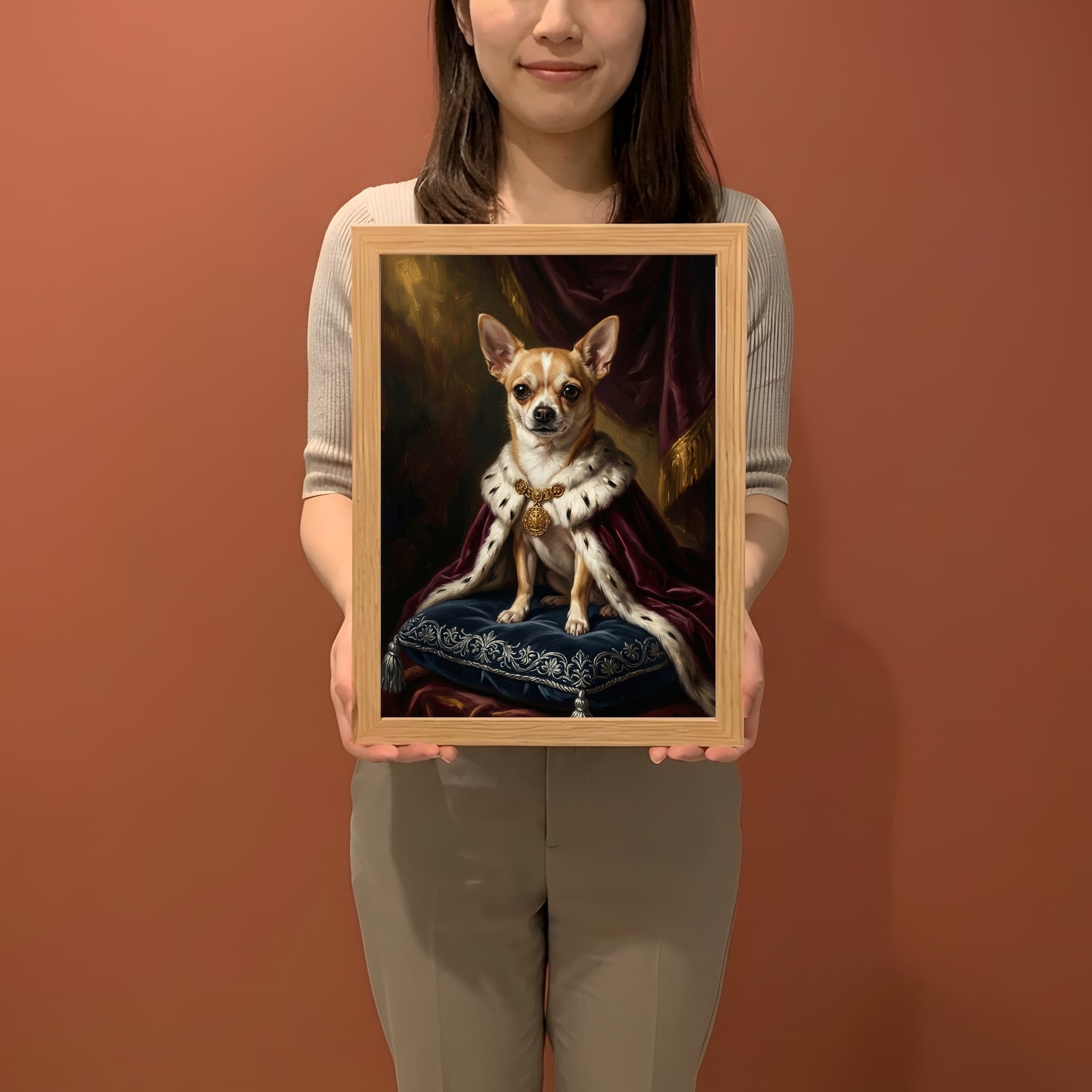 チワワのルネサンス肖像画額装プリント(A4サイズ) 2