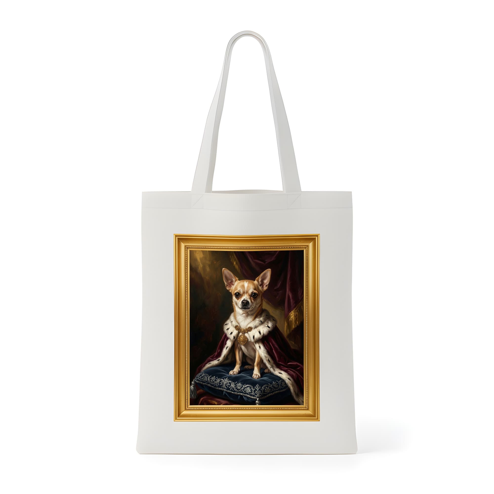 chihuahua Renaissance Portrait Tote Bag (Color Print, Framed Design)