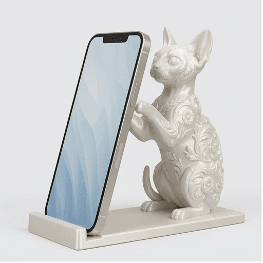 Devon Rex Renaissance Portrait Phone Stand (Pearl White)