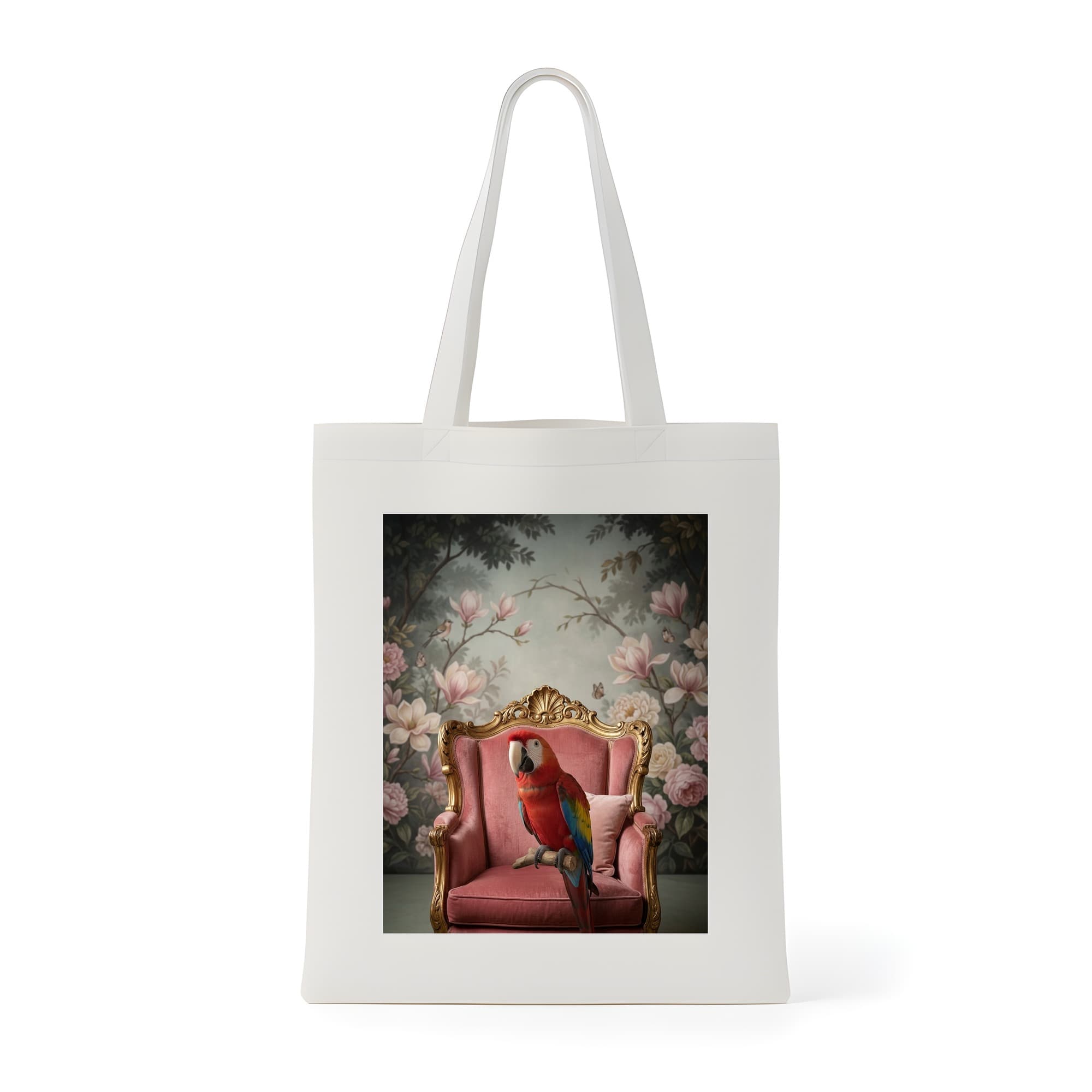 Scarlet Macaw Shabby Pink Oil-Painting Rococo Tote Bag