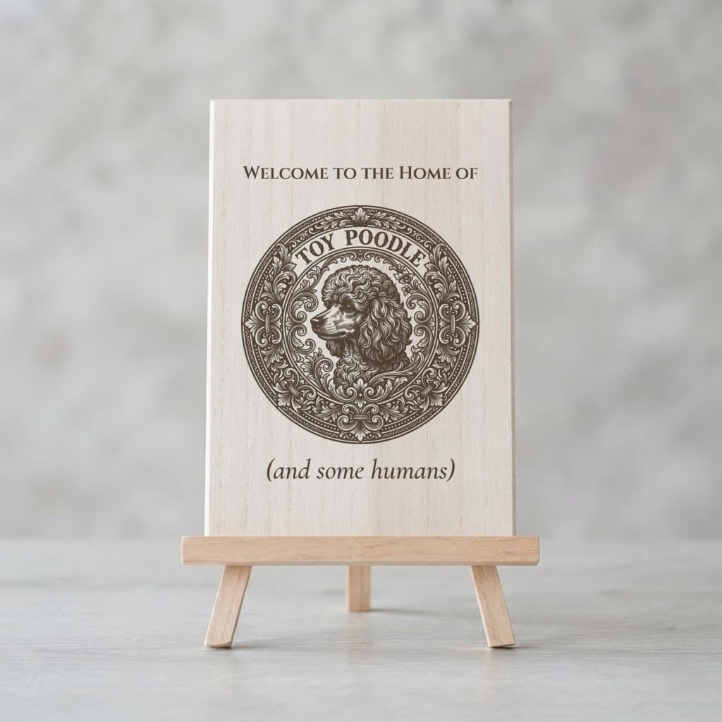 toy poodle Renaissance Portrait Wooden Welcome Board
