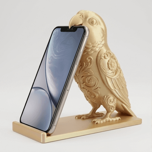 ウロコインコのルネサンス肖像画スマホスタンド(シルクゴールド)