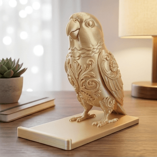 ウロコインコのルネサンス肖像画スマホスタンド(シルクゴールド) 2